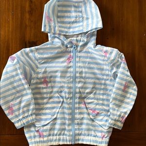 Joules blue stripe pink lobster rain jacket 3T